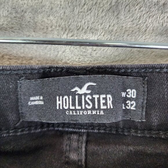Mens Hollister Black Denim Jeans Slim Straight Advanced Stretch Size 30 X 32 - Picture 6 of 16
